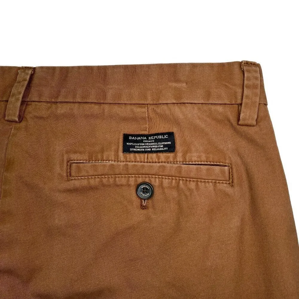 Banana Republic Emerson Pants Men's 35 Brown Straight Chino Cotton Khaki Casual‎